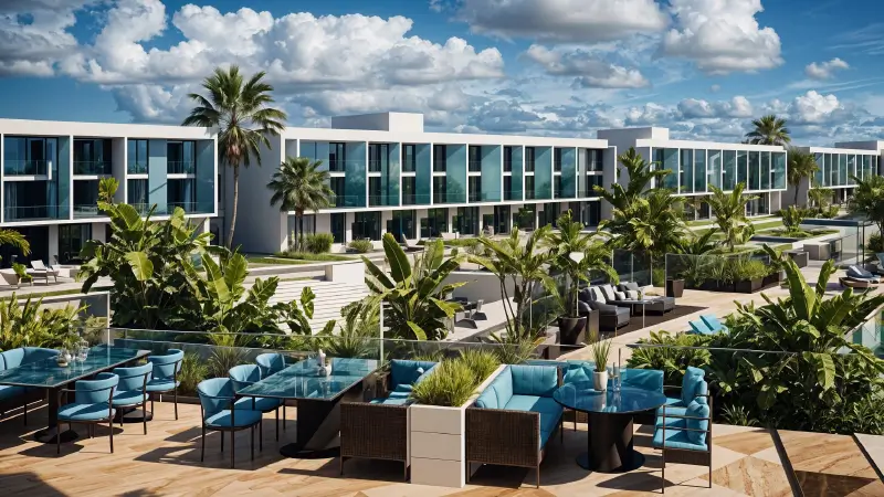 Kuzey Kıbrıs'ın İskele Long Beach bölgesinde geliştirilen Courtyard Platinum projesinde